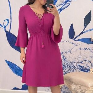 Everly Magenta Bell Sleeve Dress